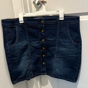 Denim Button-Front Skirt